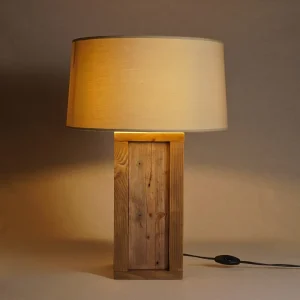 lampara base cuboide hecho a mano en madera completo bosbalia